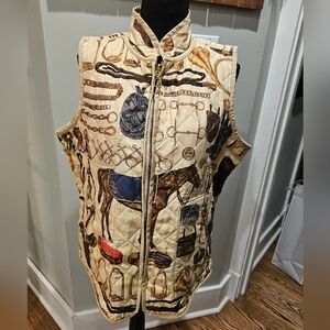 Ralph Lauren Equestrian Print Reversible Quilted Vest